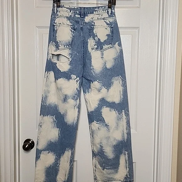 Red Berry Acid Wash High Waist  Cloud Denim Jeans - Picture 5 of 13